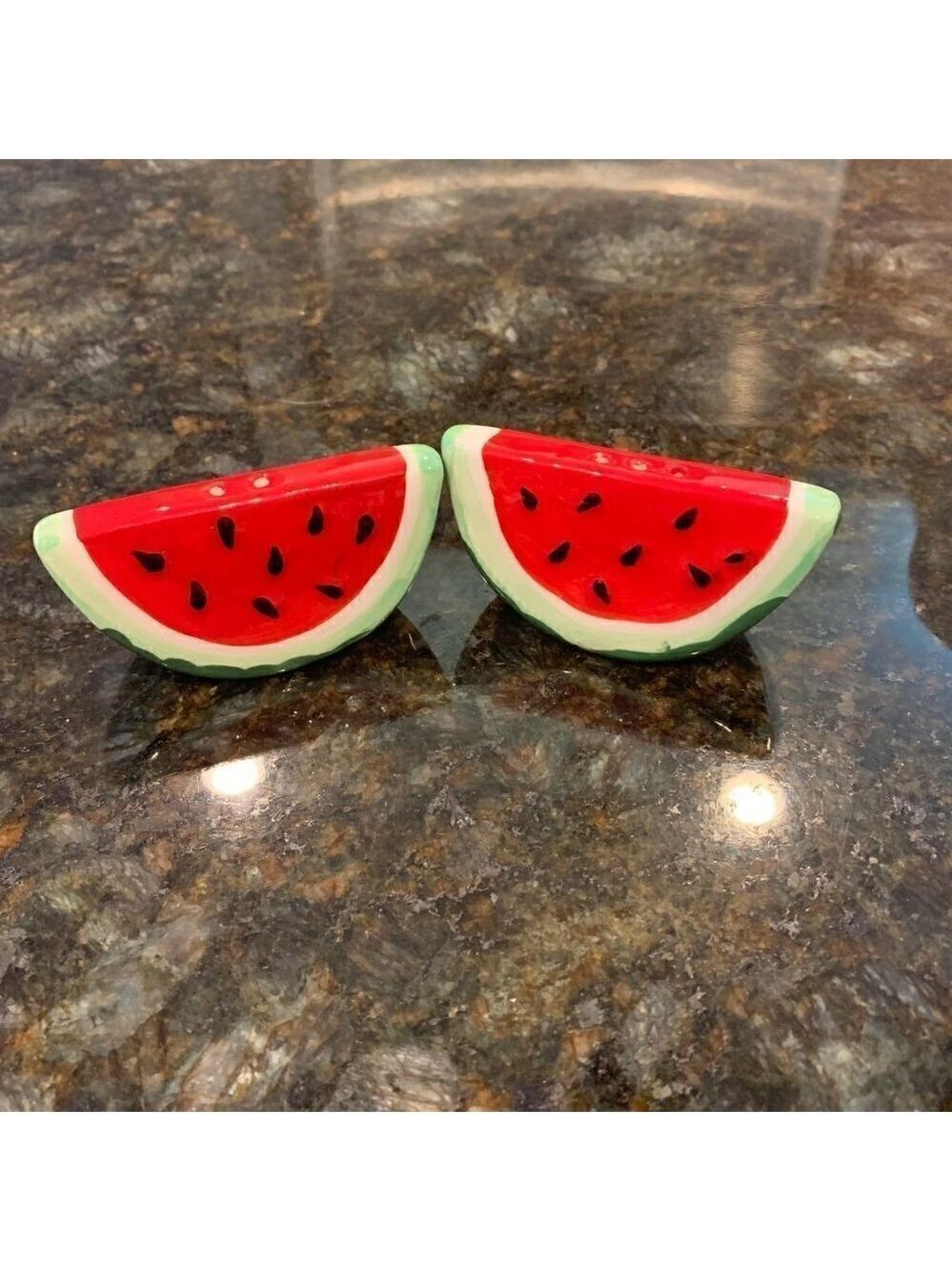Watermelon Salt & Pepper Shakers Ceramic Home Decor New Tiered Tray Decor - Picture 5 of 8